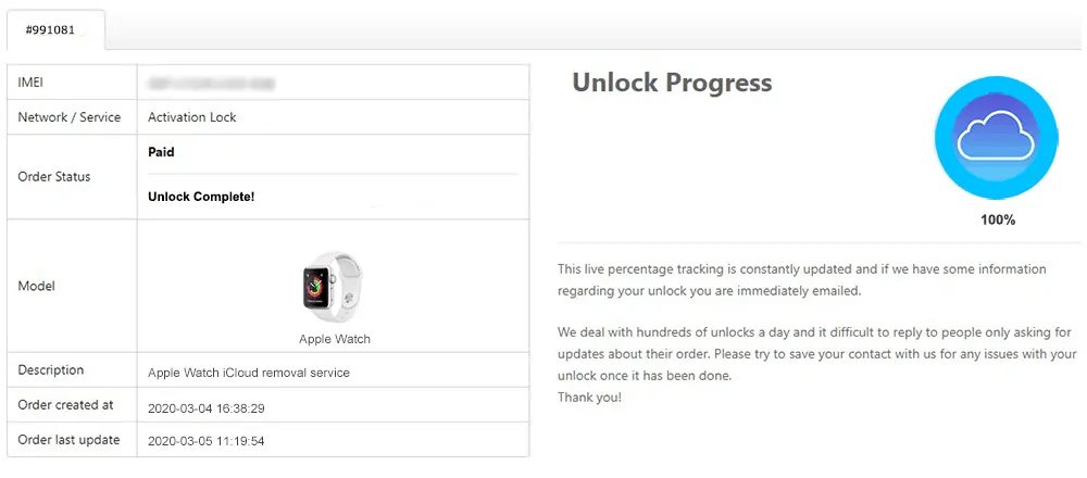 icloud unlock complete apple watch