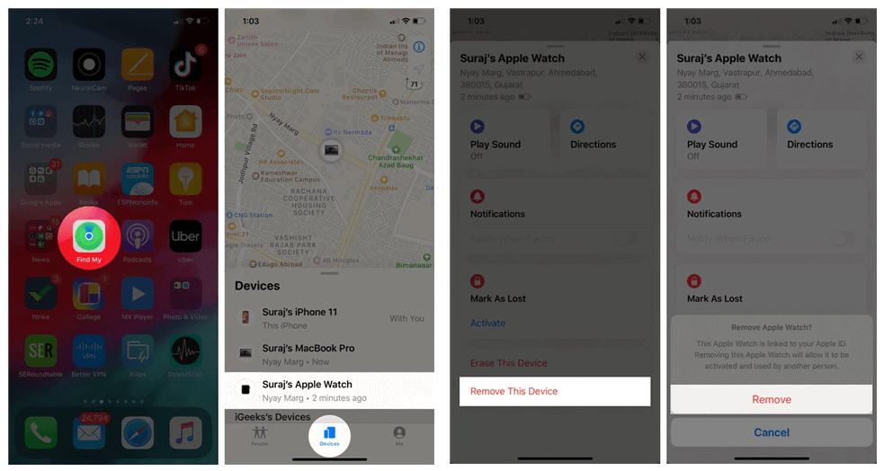  2022 turn off find my iphone from another device remotely
