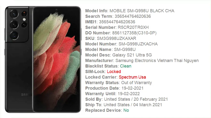 spectrum imei check