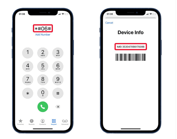 dial to get imei number