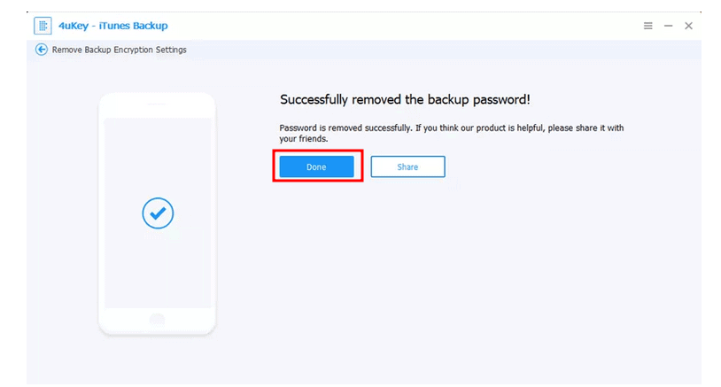 4ukey remove backup encryption settings 3
