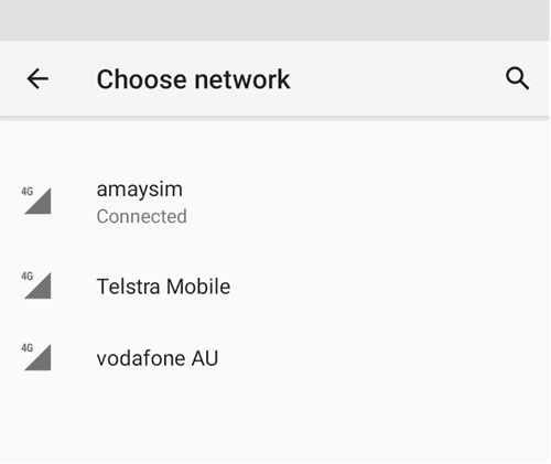 android choose network
