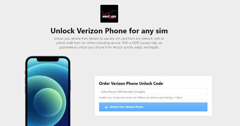 order verizon phone unlock code