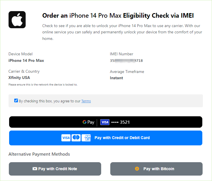 xfinity order info