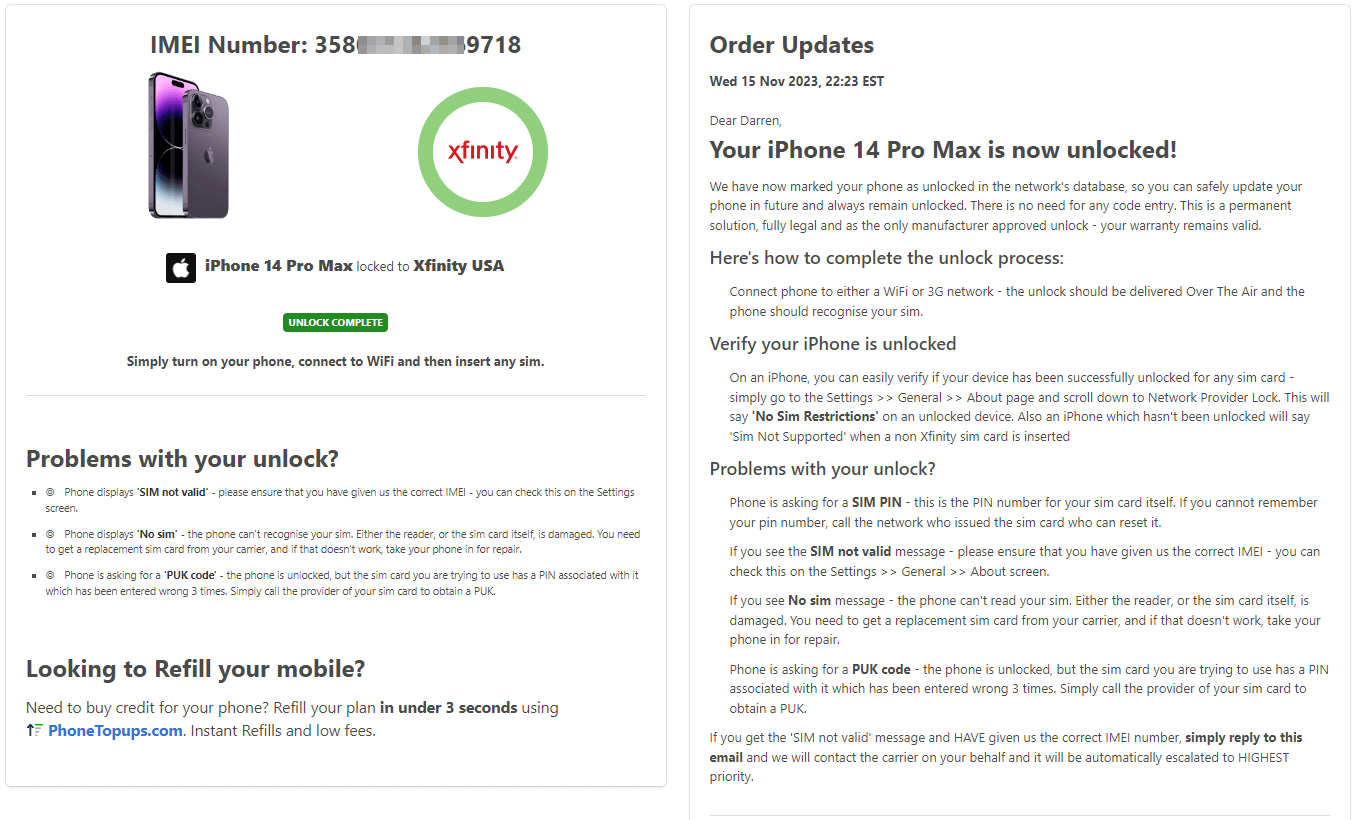 xfinity unlock complete
